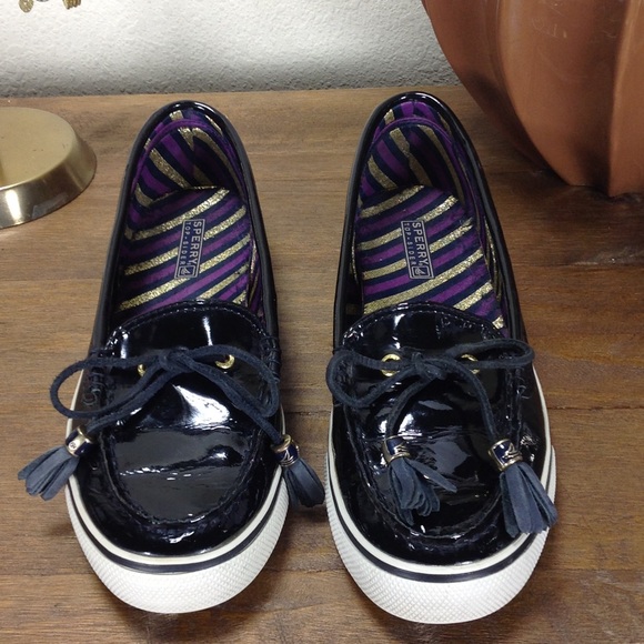 ❌Sperry Topsider Black Patent Leather Boat Shoes - Picture 2 of 7